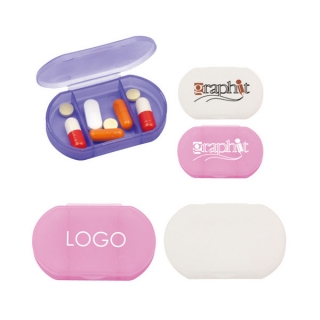 3 Compartments Plastic Mini Ellipse Pill Case