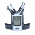 Digital LCD Alarm Clock Mesh Pen Holder