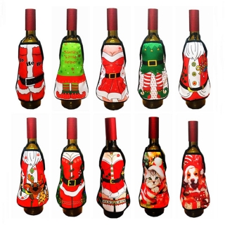 Mini Christmas Apron Wine Bottle Cover