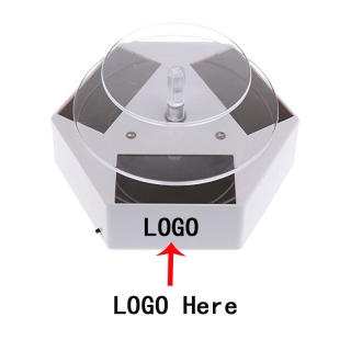 Double Tray With LED Light Hexagonal Rotary Display Stand