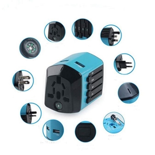 Universal Travel Adapter Or Plug With Compass