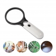 Magnifying Glass With 3 LED Lights Magnifier Handheld Reading 3X 45X