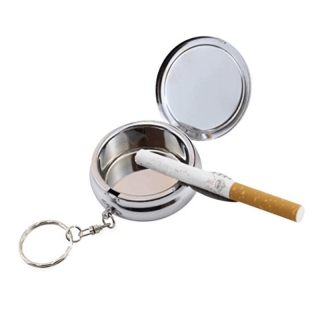 Stainless Steel Portable Ashtray Key Chain With Cigarette Snuffer